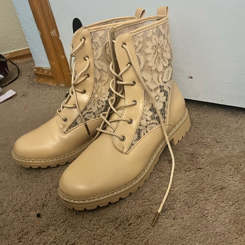 Tan Lace combat boots